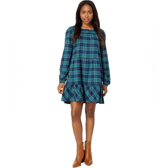 Southern Tide Nadia Navy/Green Flannel Intercostal Dress SZ MED - Picture 6 of 6